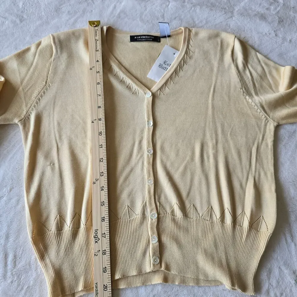 NWT Women's 100% Silk Cardigan S Butter Yellow Layering Minimalist Quiet luxury